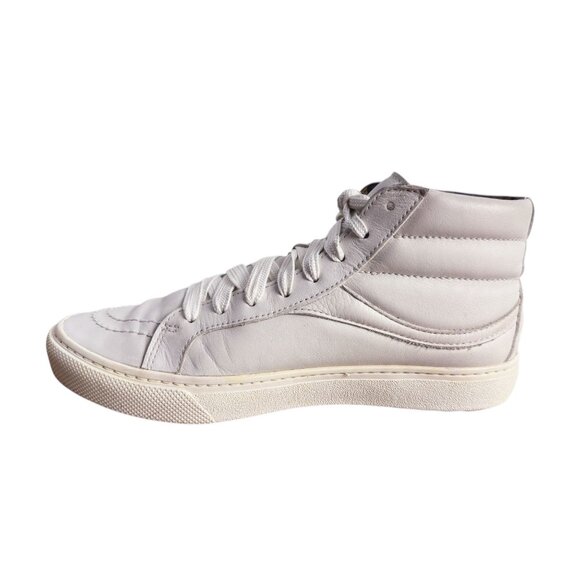 COACH Women's White Leather High Top Sneakers Leopard Print Lining Size 8M - Picture 12 of 14